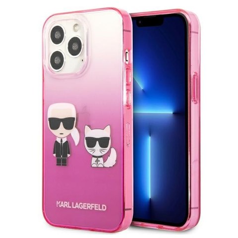 Karl Lagerfeld Gradient Ikonik Karl & Choupette - Etui iPhone 13 Pro (różowy) Karl Lagerfeld Gradient Ikonik Karl & Choupette - Etui iPhone 13 Pro (różowy)