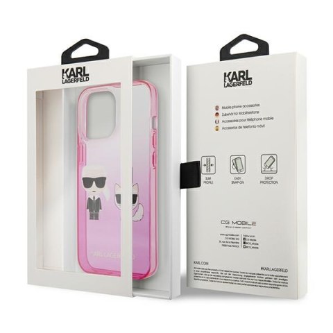 Karl Lagerfeld Gradient Ikonik Karl & Choupette - Etui iPhone 13 Pro (różowy) Karl Lagerfeld Gradient Ikonik Karl & Choupette - Etui iPhone 13 Pro (różowy)