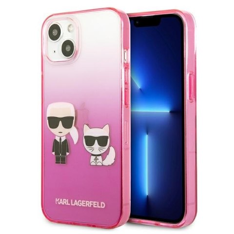 Karl Lagerfeld Gradient Ikonik Karl & Choupette - Etui iPhone 13 mini (różowy) Karl Lagerfeld Gradient Ikonik Karl & Choupette - Etui iPhone 13 mini (różowy)