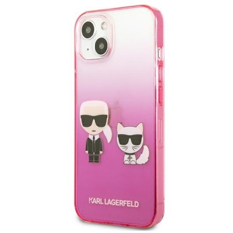 Karl Lagerfeld Gradient Ikonik Karl & Choupette - Etui iPhone 13 mini (różowy) Karl Lagerfeld Gradient Ikonik Karl & Choupette - Etui iPhone 13 mini (różowy)