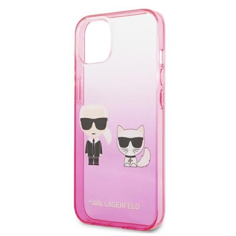 Karl Lagerfeld Gradient Ikonik Karl & Choupette - Etui iPhone 13 mini (różowy) Karl Lagerfeld Gradient Ikonik Karl & Choupette - Etui iPhone 13 mini (różowy)