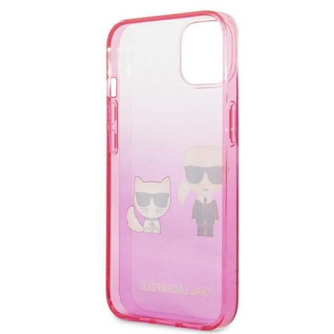 Karl Lagerfeld Gradient Ikonik Karl & Choupette - Etui iPhone 13 mini (różowy) Karl Lagerfeld Gradient Ikonik Karl & Choupette - Etui iPhone 13 mini (różowy)