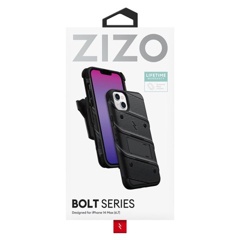ZIZO BOLT Series - Pancerne etui iPhone 14 Plus ze szkłem 9H na ekran + uchwyt z podstawką (czarny) ZIZO BOLT Series - Pancerne etui iPhone 14 Plus ze szkłem 9H na ekran + uchwyt z podstawką (czarny)
