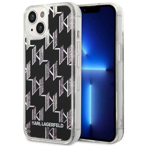 Karl Lagerfeld Monogram Liquid Glitter - Etui iPhone 14 Plus (czarny) Karl Lagerfeld Monogram Liquid Glitter - Etui iPhone 14 Plus (czarny)