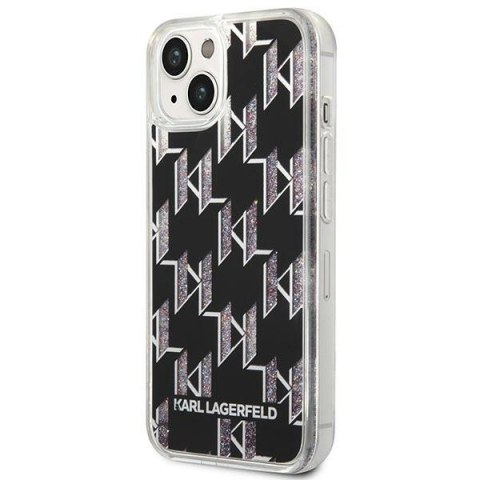 Karl Lagerfeld Monogram Liquid Glitter - Etui iPhone 14 Plus (czarny) Karl Lagerfeld Monogram Liquid Glitter - Etui iPhone 14 Plus (czarny)