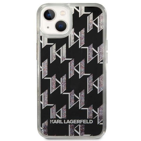 Karl Lagerfeld Monogram Liquid Glitter - Etui iPhone 14 Plus (czarny) Karl Lagerfeld Monogram Liquid Glitter - Etui iPhone 14 Plus (czarny)