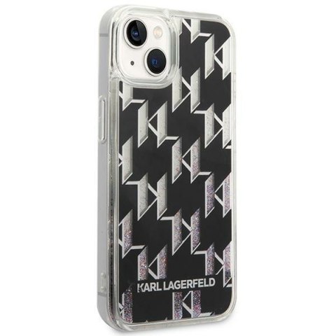 Karl Lagerfeld Monogram Liquid Glitter - Etui iPhone 14 Plus (czarny) Karl Lagerfeld Monogram Liquid Glitter - Etui iPhone 14 Plus (czarny)