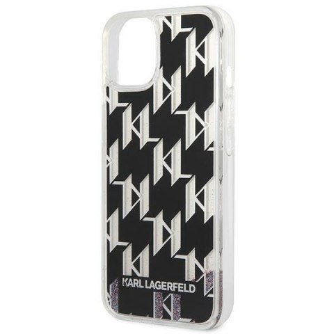 Karl Lagerfeld Monogram Liquid Glitter - Etui iPhone 14 Plus (czarny) Karl Lagerfeld Monogram Liquid Glitter - Etui iPhone 14 Plus (czarny)