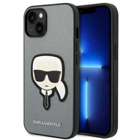 Karl Lagerfeld Saffiano Karl Head Patch Case - Etui iPhone 14 Plus (srebrny) Karl Lagerfeld Saffiano Karl Head Patch Case - Etui iPhone 14 Plus (srebrny)