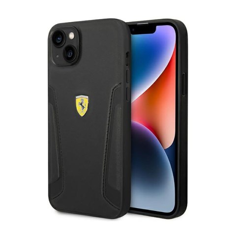 Ferrari Leather Stamp Sides - Etui iPhone 14 Plus (Czarny) Ferrari Leather Stamp Sides - Etui iPhone 14 Plus (Czarny)