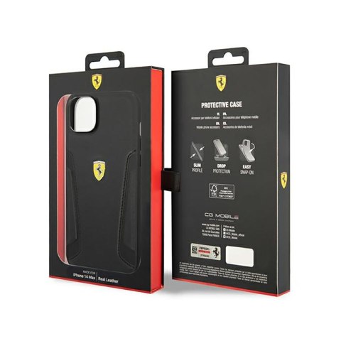 Ferrari Leather Stamp Sides - Etui iPhone 14 Plus (Czarny) Ferrari Leather Stamp Sides - Etui iPhone 14 Plus (Czarny)
