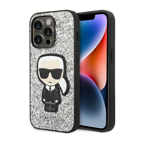 Karl Lagerfeld Glitter Flakes Ikonik - Etui iPhone 14 Pro Max (srebrny) Karl Lagerfeld Glitter Flakes Ikonik - Etui iPhone 14 Pro Max (srebrny)