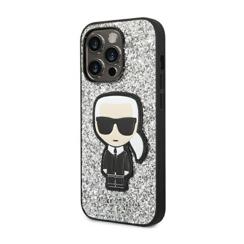 Karl Lagerfeld Glitter Flakes Ikonik - Etui iPhone 14 Pro Max (srebrny) Karl Lagerfeld Glitter Flakes Ikonik - Etui iPhone 14 Pro Max (srebrny)