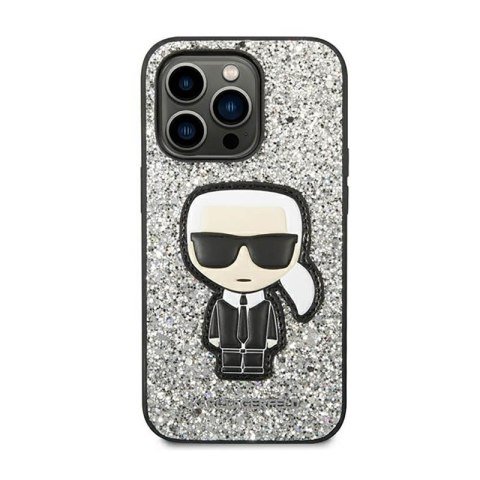 Karl Lagerfeld Glitter Flakes Ikonik - Etui iPhone 14 Pro Max (srebrny) Karl Lagerfeld Glitter Flakes Ikonik - Etui iPhone 14 Pro Max (srebrny)