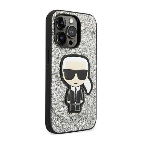 Karl Lagerfeld Glitter Flakes Ikonik - Etui iPhone 14 Pro Max (srebrny) Karl Lagerfeld Glitter Flakes Ikonik - Etui iPhone 14 Pro Max (srebrny)