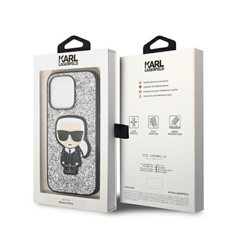 Karl Lagerfeld Glitter Flakes Ikonik - Etui iPhone 14 Pro Max (srebrny) Karl Lagerfeld Glitter Flakes Ikonik - Etui iPhone 14 Pro Max (srebrny)