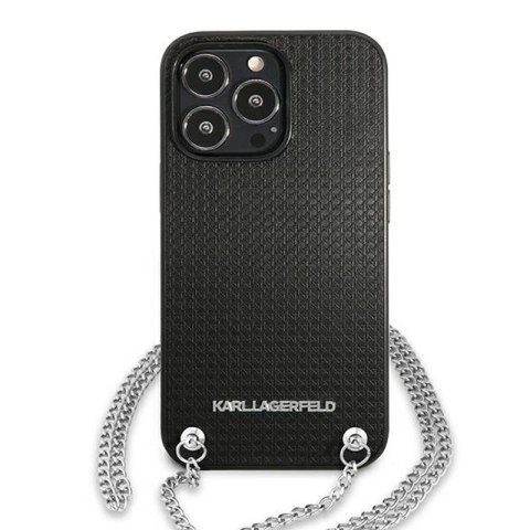 Karl Lagerfeld Leather Textured and Chain - Etui iPhone 13 Pro Max (czarny) Karl Lagerfeld Leather Textured and Chain - Etui iPhone 13 Pro Max (czarny)
