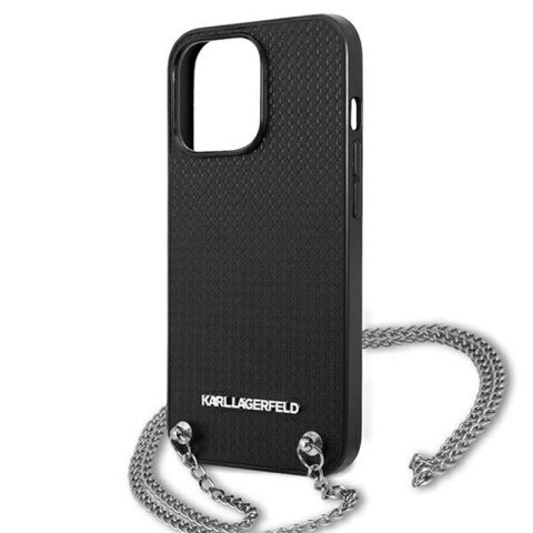Karl Lagerfeld Leather Textured and Chain - Etui iPhone 13 Pro Max (czarny) Karl Lagerfeld Leather Textured and Chain - Etui iPhone 13 Pro Max (czarny)