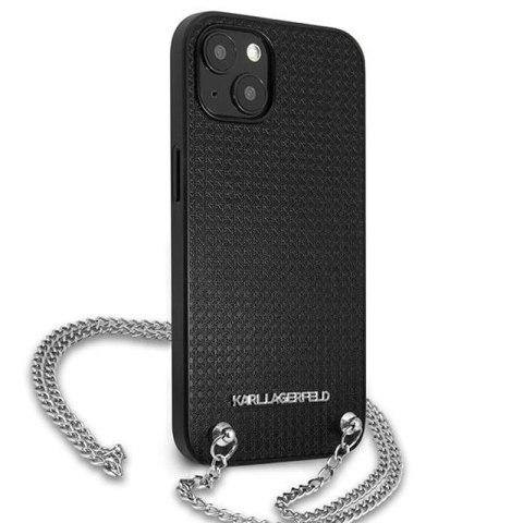 Karl Lagerfeld Leather Textured and Chain - Etui iPhone 13 (czarny) Karl Lagerfeld Leather Textured and Chain - Etui iPhone 13 (czarny)