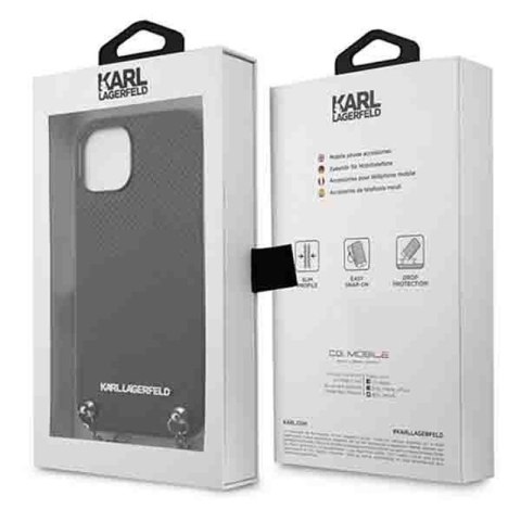 Karl Lagerfeld Leather Textured and Chain - Etui iPhone 13 (czarny) Karl Lagerfeld Leather Textured and Chain - Etui iPhone 13 (czarny)