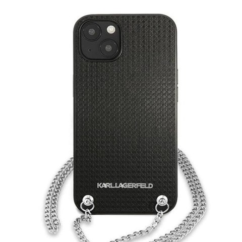 Karl Lagerfeld Leather Textured and Chain - Etui iPhone 13 mini (czarny) Karl Lagerfeld Leather Textured and Chain - Etui iPhone 13 mini (czarny)
