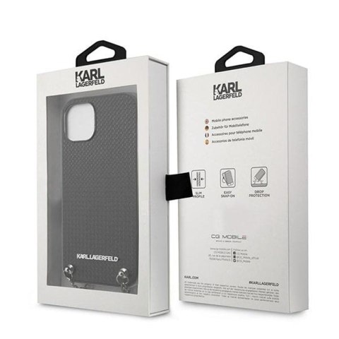Karl Lagerfeld Leather Textured and Chain - Etui iPhone 13 mini (czarny) Karl Lagerfeld Leather Textured and Chain - Etui iPhone 13 mini (czarny)