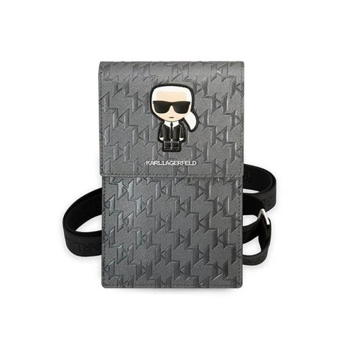 Karl Lagerfeld Monogram Ikonik Patch Wallet Phone Bag - Torba na smartfona i akcesoria (srebrny) Karl Lagerfeld Monogram Ikonik Patch Wallet Phone Bag - Torba na smartfona i akcesoria (srebrny)