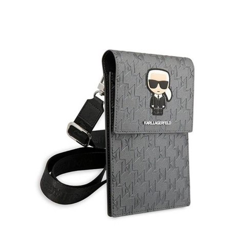 Karl Lagerfeld Monogram Ikonik Patch Wallet Phone Bag - Torba na smartfona i akcesoria (srebrny) Karl Lagerfeld Monogram Ikonik Patch Wallet Phone Bag - Torba na smartfona i akcesoria (srebrny)