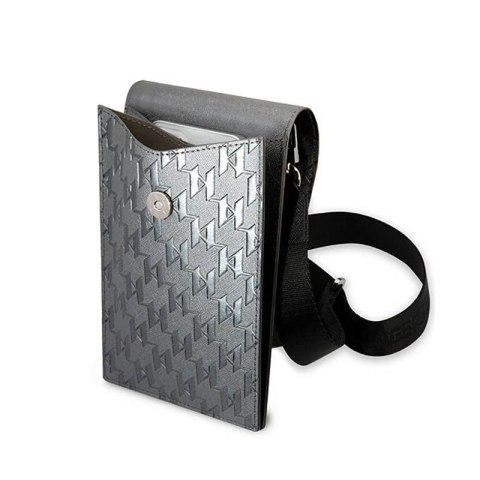 Karl Lagerfeld Monogram Ikonik Patch Wallet Phone Bag - Torba na smartfona i akcesoria (srebrny) Karl Lagerfeld Monogram Ikonik Patch Wallet Phone Bag - Torba na smartfona i akcesoria (srebrny)
