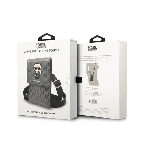 Karl Lagerfeld Monogram Ikonik Patch Wallet Phone Bag - Torba na smartfona i akcesoria (srebrny) Karl Lagerfeld Monogram Ikonik Patch Wallet Phone Bag - Torba na smartfona i akcesoria (srebrny)