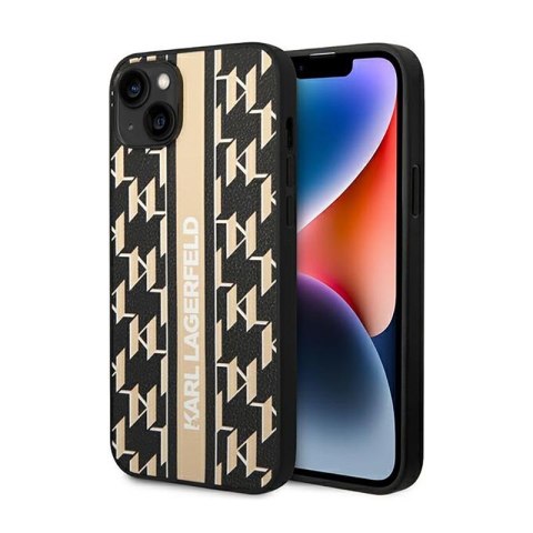 Karl Lagerfeld Monogram Stripe - Etui iPhone 14 Plus (brązowy) Karl Lagerfeld Monogram Stripe - Etui iPhone 14 Plus (brązowy)