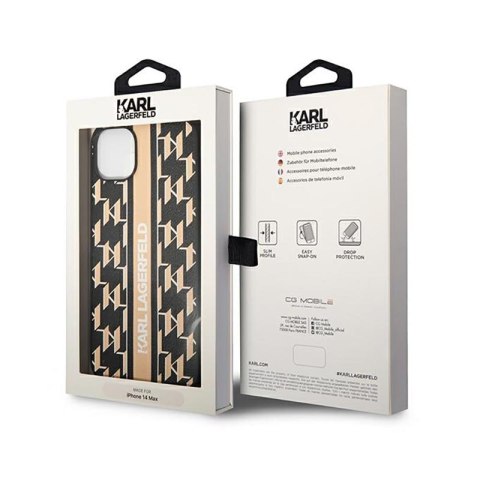 Karl Lagerfeld Monogram Stripe - Etui iPhone 14 Plus (brązowy) Karl Lagerfeld Monogram Stripe - Etui iPhone 14 Plus (brązowy)