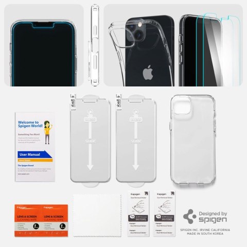 Spigen Crystal Pack - Zestaw etui + 2 x szkło do iPhone 15 Plus / iPhone 14 Plus (Przezroczysty) Spigen Crystal Pack - Zestaw etui + 2 x szkło do iPhone 15 Plus / iPhone 14 Plus (Przezroczysty)