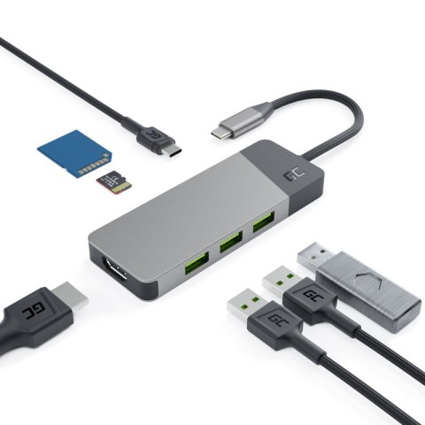 Green Cell - Stacja dokująca HUB USB-C HDMI 4K DEX SD & MicroSD card slot USB 3.1 Green Cell - Stacja dokująca HUB USB-C HDMI 4K DEX SD & MicroSD card slot USB 3.1