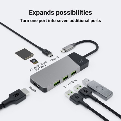 Green Cell - Stacja dokująca HUB USB-C HDMI 4K DEX SD & MicroSD card slot USB 3.1 Green Cell - Stacja dokująca HUB USB-C HDMI 4K DEX SD & MicroSD card slot USB 3.1