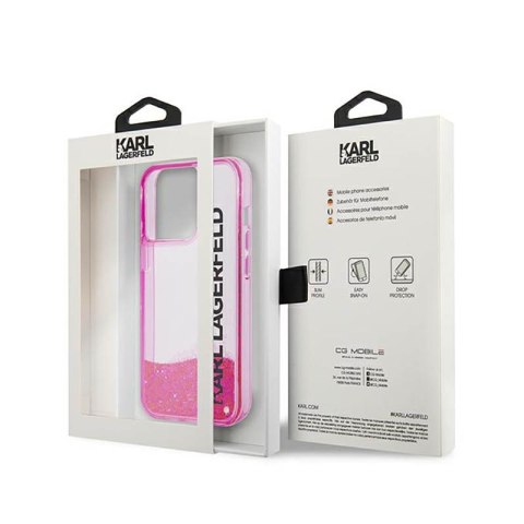 Karl Lagerfeld Liquid Glitter Translucent Elongated Logo Case - Etui iPhone 14 Pro Max (różowy) Karl Lagerfeld Liquid Glitter Translucent Elongated Logo Case - Etui iPhone 14 Pro Max (różowy)