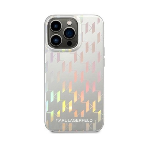 Karl Lagerfeld Monogram Iridescent - Etui iPhone 14 Pro (srebrny) Karl Lagerfeld Monogram Iridescent - Etui iPhone 14 Pro (srebrny)