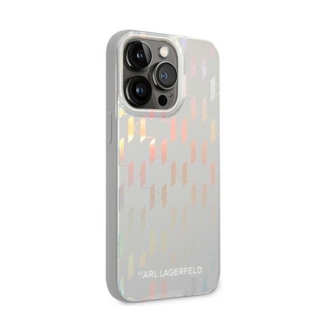 Karl Lagerfeld Monogram Iridescent - Etui iPhone 14 Pro (srebrny) Karl Lagerfeld Monogram Iridescent - Etui iPhone 14 Pro (srebrny)