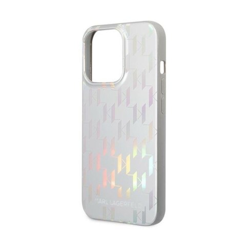 Karl Lagerfeld Monogram Iridescent - Etui iPhone 14 Pro (srebrny) Karl Lagerfeld Monogram Iridescent - Etui iPhone 14 Pro (srebrny)