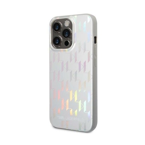 Karl Lagerfeld Monogram Iridescent - Etui iPhone 14 Pro (srebrny) Karl Lagerfeld Monogram Iridescent - Etui iPhone 14 Pro (srebrny)