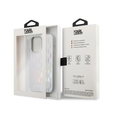 Karl Lagerfeld Monogram Iridescent - Etui iPhone 14 Pro (srebrny) Karl Lagerfeld Monogram Iridescent - Etui iPhone 14 Pro (srebrny)