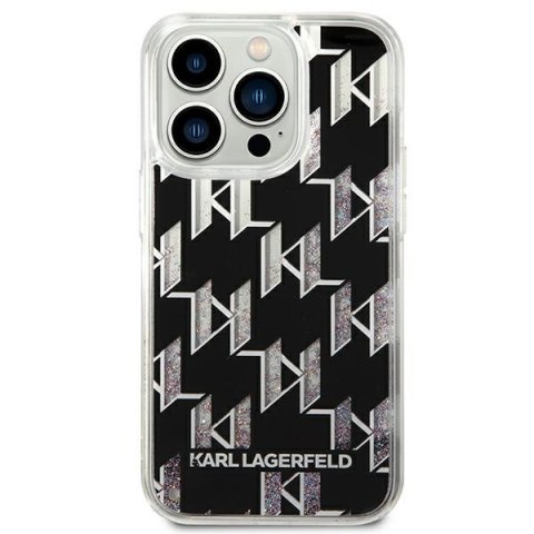 Karl Lagerfeld Monogram Liquid Glitter - Etui iPhone 14 Pro Max (czarny) Karl Lagerfeld Monogram Liquid Glitter - Etui iPhone 14 Pro Max (czarny)