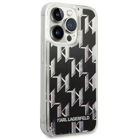 Karl Lagerfeld Monogram Liquid Glitter - Etui iPhone 14 Pro Max (czarny) Karl Lagerfeld Monogram Liquid Glitter - Etui iPhone 14 Pro Max (czarny)