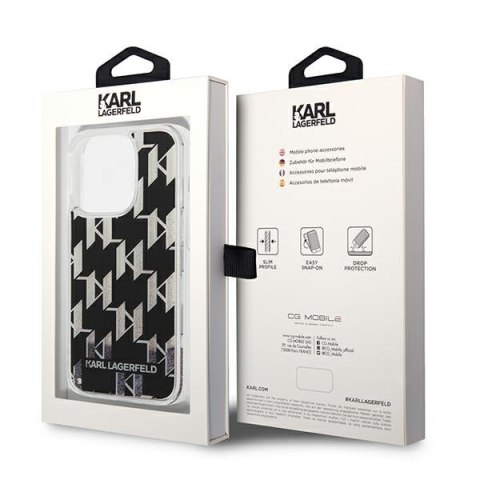 Karl Lagerfeld Monogram Liquid Glitter - Etui iPhone 14 Pro Max (czarny) Karl Lagerfeld Monogram Liquid Glitter - Etui iPhone 14 Pro Max (czarny)