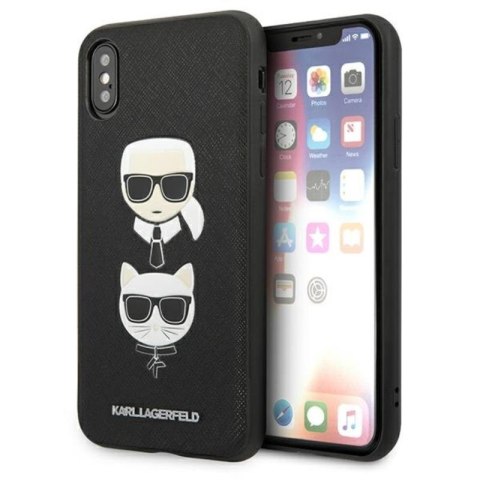 Karl Lagerfeld Saffiano Karl & Choupette Heads - Etui iPhone Xs Max (czarny) Karl Lagerfeld Saffiano Karl & Choupette Heads - Etui iPhone Xs Max (czarny)