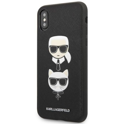 Karl Lagerfeld Saffiano Karl & Choupette Heads - Etui iPhone Xs Max (czarny) Karl Lagerfeld Saffiano Karl & Choupette Heads - Etui iPhone Xs Max (czarny)