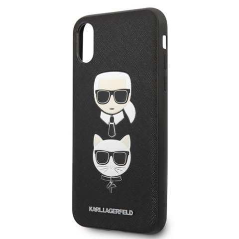 Karl Lagerfeld Saffiano Karl & Choupette Heads - Etui iPhone Xs Max (czarny) Karl Lagerfeld Saffiano Karl & Choupette Heads - Etui iPhone Xs Max (czarny)