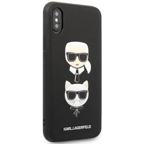 Karl Lagerfeld Saffiano Karl & Choupette Heads - Etui iPhone Xs Max (czarny) Karl Lagerfeld Saffiano Karl & Choupette Heads - Etui iPhone Xs Max (czarny)