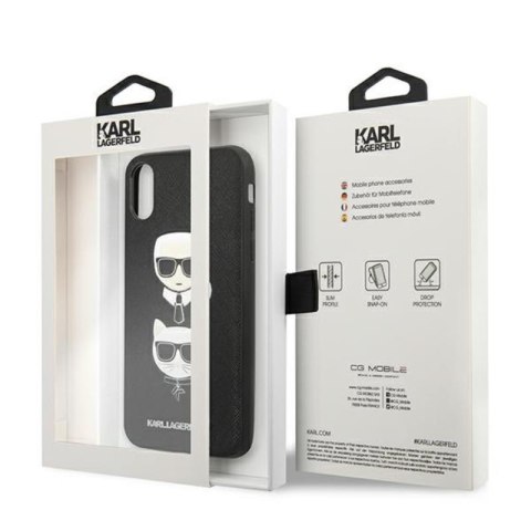 Karl Lagerfeld Saffiano Karl & Choupette Heads - Etui iPhone Xs Max (czarny) Karl Lagerfeld Saffiano Karl & Choupette Heads - Etui iPhone Xs Max (czarny)