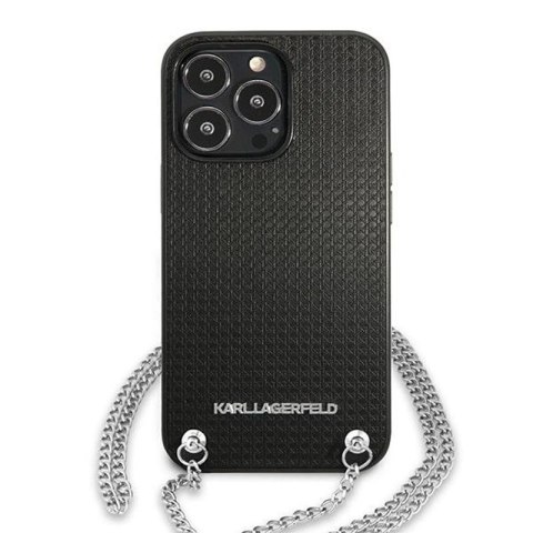 Karl Lagerfeld Leather Textured and Chain - Etui iPhone 13 Pro (czarny) Karl Lagerfeld Leather Textured and Chain - Etui iPhone 13 Pro (czarny)